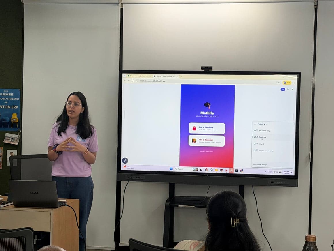 Participant presenting Mathify, an AI-powered math learning app